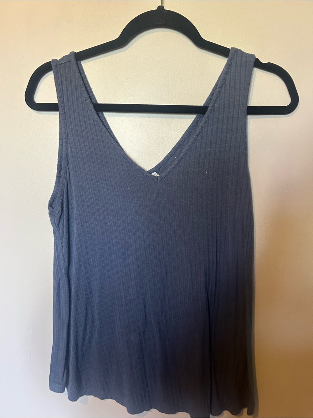 Mudd Ribbed V‑Neck Tank Top - Slate Blue